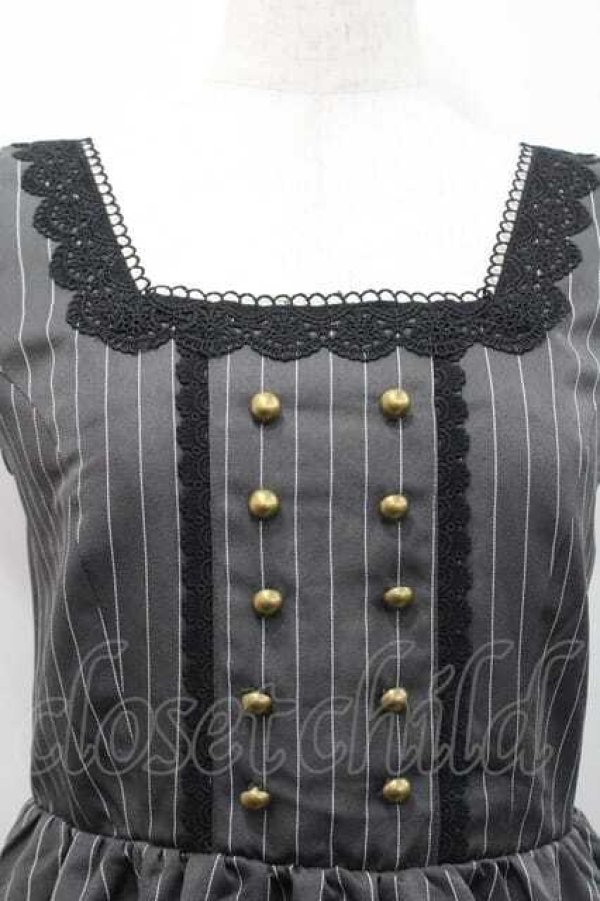 画像3: m petit by misako / TT*AOKストライプジャンパースカート S 濃灰 I-26-01-13-069-LO-OP-SA-ZI (3)