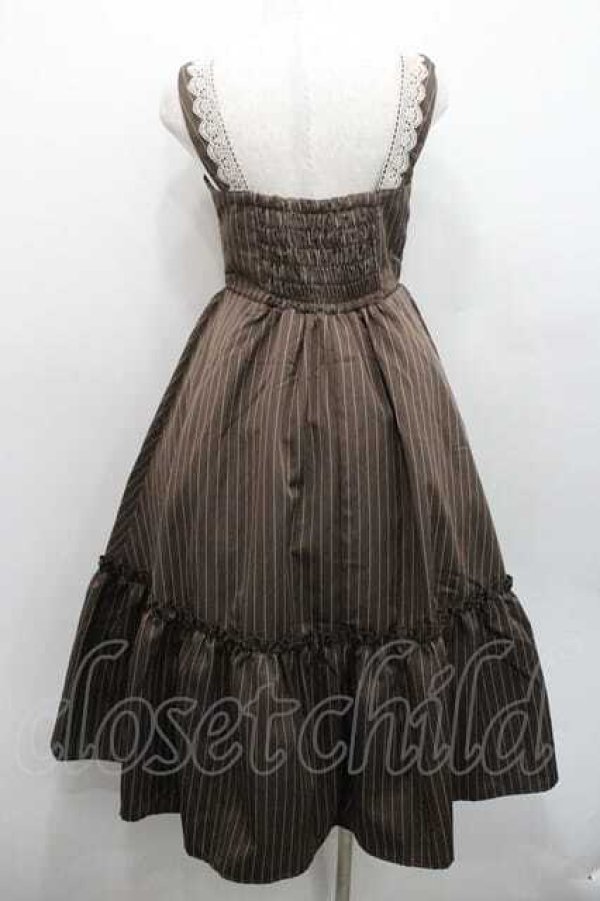 画像2: m petit by misako / TT*AOKストライプジャンパースカート S 中茶 I-26-01-13-070-LO-OP-SA-ZI (2)