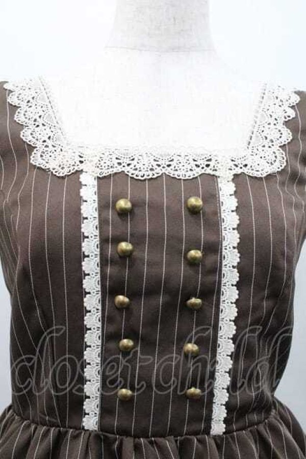 画像3: m petit by misako / TT*AOKストライプジャンパースカート S 中茶 I-26-01-13-070-LO-OP-SA-ZI (3)