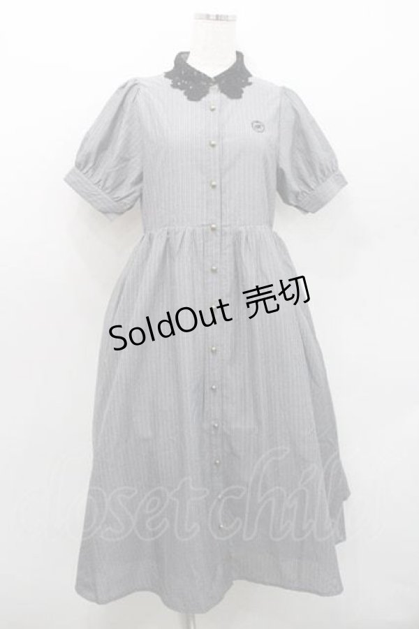 画像1: m petit by misako / ストライプワンピース S 中灰 I-26-01-13-074-LO-OP-SA-ZI (1)