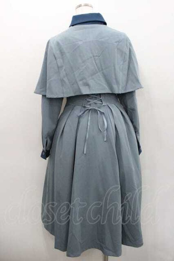 画像2: Forest Wardrobe 森林衣樹 / ケープデザインワンピース M 青 I-26-01-13-075-0-OP-SA-ZI (2)