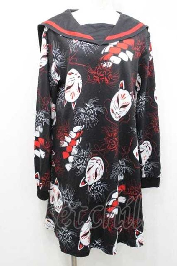 画像1: ACDC RAG / ヒガンバナセーラーワンピース  ブラック I-26-01-13-080-PU-OP-SA-ZI (1)