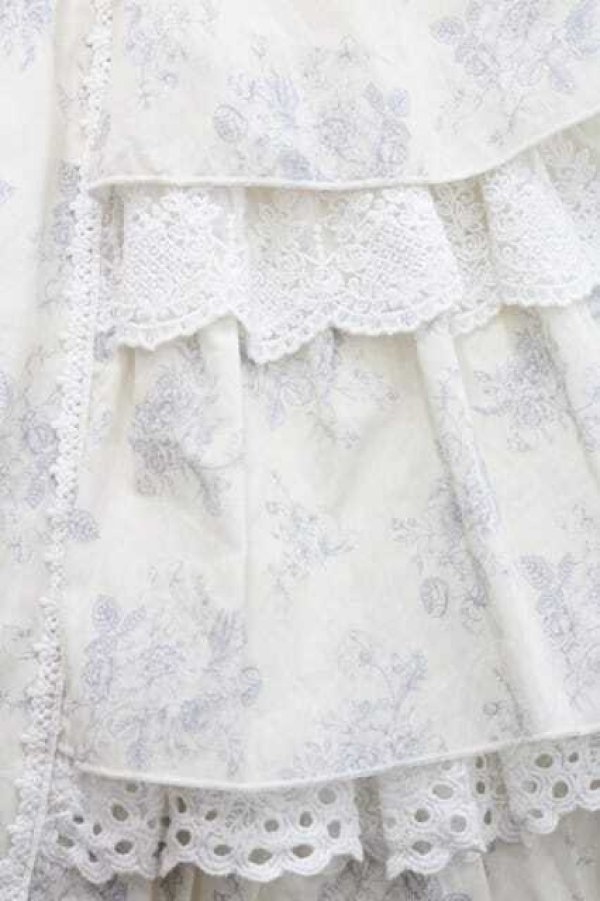 画像4: Hoshibako Works / エグランティーヌ シャーリングティアードスカート  ブルー I-26-01-13-084-LO-SK-SA-ZI (4)