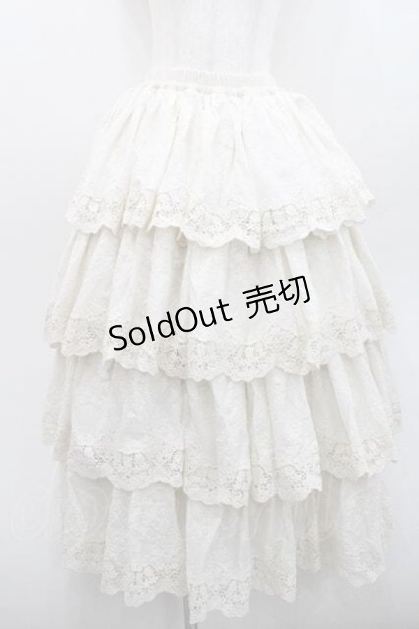 画像1: Miss Point / レース段々スカート M 生成り I-26-01-13-085-0-OP-SA-ZI (1)