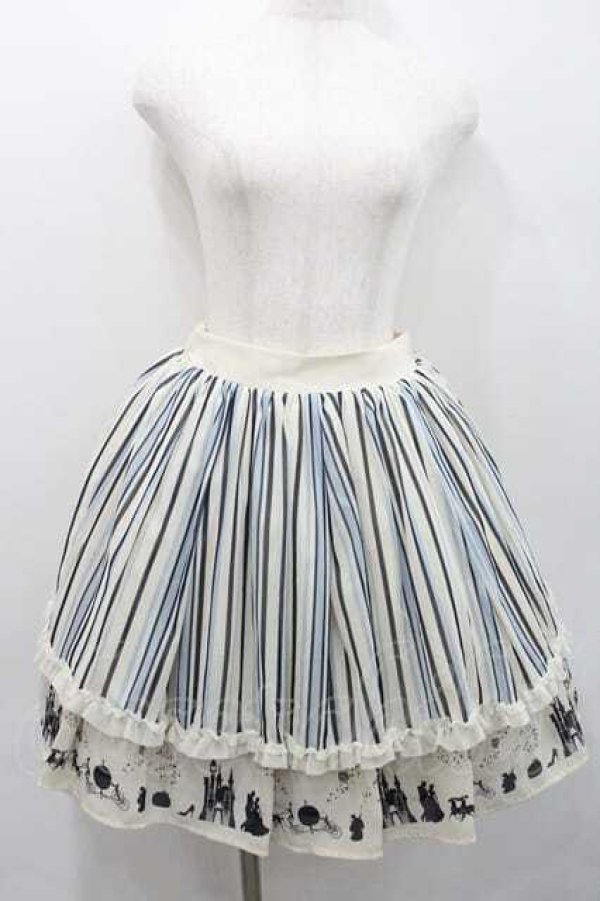 画像1: axes femme / チュール重ねシルエット柄スカート  アイボリーＸ青 I-26-01-13-086-AX-SK-SA-ZI (1)