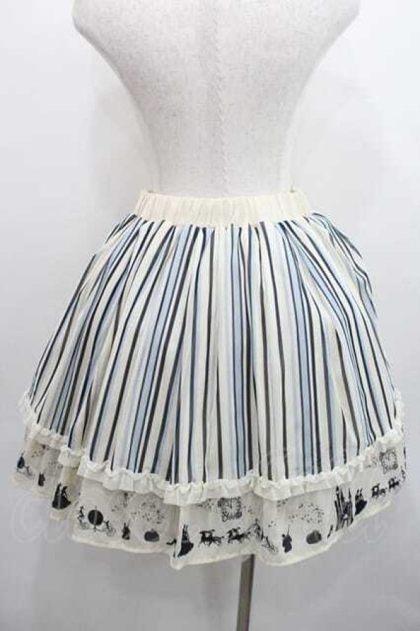 画像2: axes femme / チュール重ねシルエット柄スカート  アイボリーＸ青 I-26-01-13-086-AX-SK-SA-ZI (2)