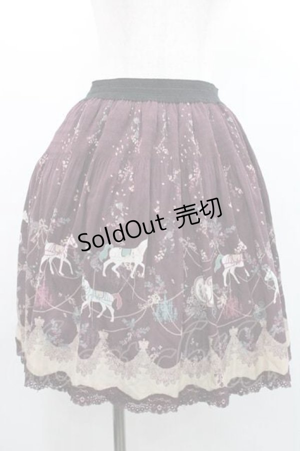 画像1: axes femme / メリーゴーランド柄スカート Ｍ ワイン I-26-01-13-091-AX-SK-TE-ZI (1)