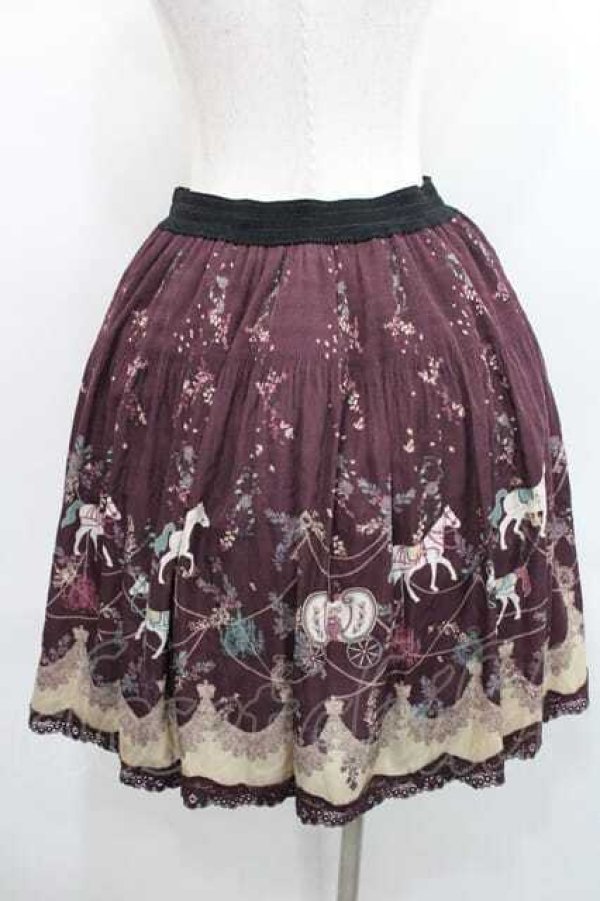 画像2: axes femme / メリーゴーランド柄スカート Ｍ ワイン I-26-01-13-091-AX-SK-TE-ZI (2)