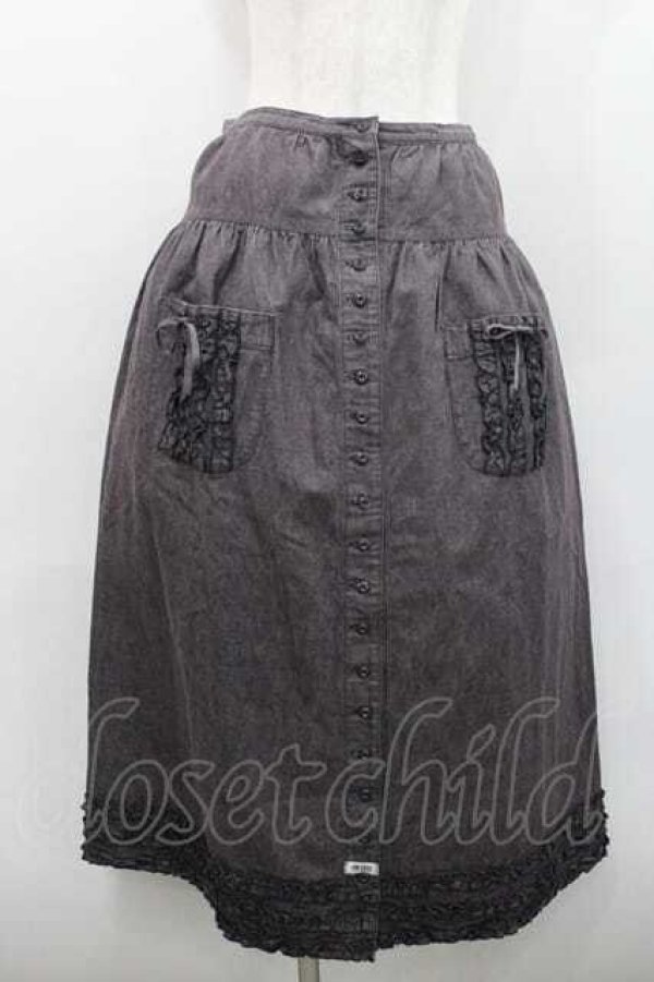 画像1: PINK HOUSE / ダンガリーフリルスカート  チャコール I-26-01-13-094-LO-SK-SA-ZI (1)