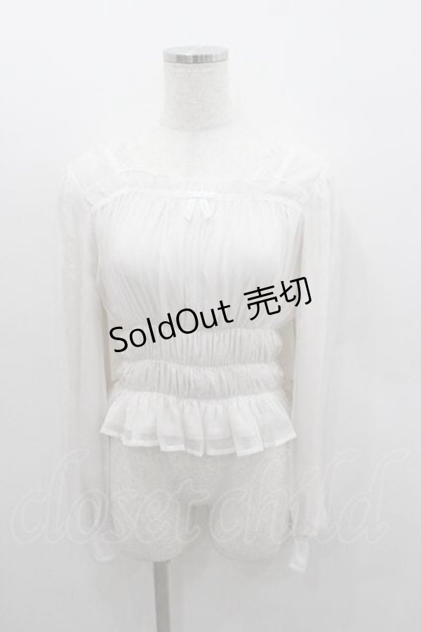 画像1: axes femme POETIQUE / シアーギャザーブラウス M キナリ I-26-01-13-002-AX-BL-SA-ZI (1)