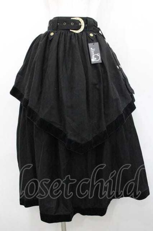 画像1: Vancy / ベルベットライン切替段スカート M 黒 I-26-01-13-097-0-SK-SA-ZI (1)