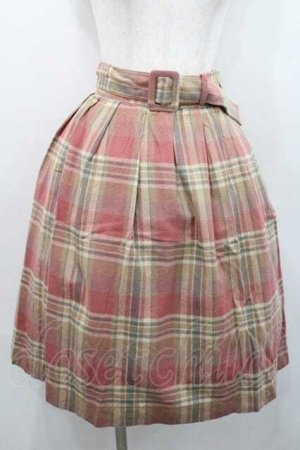 画像: F i.n.t / ベルト付きチェックウールスカート  ピンク I-26-01-13-101-0-SK-SA-ZI