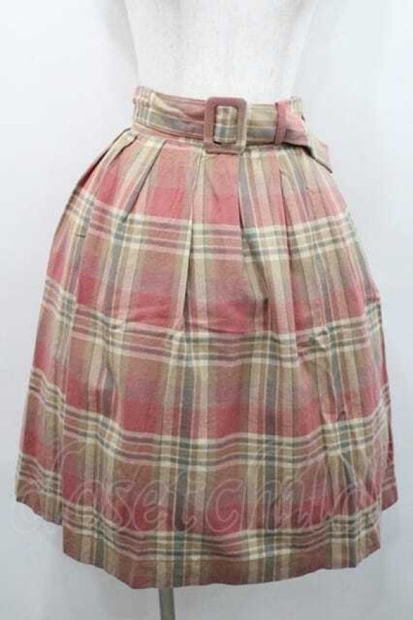 画像1: F i.n.t / ベルト付きチェックウールスカート  ピンク I-26-01-13-101-0-SK-SA-ZI (1)