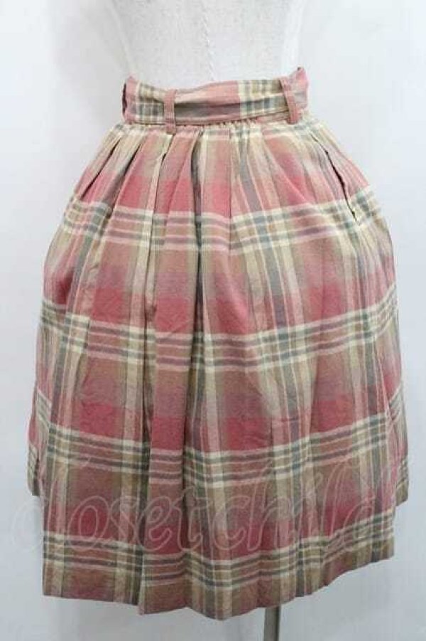 画像2: F i.n.t / ベルト付きチェックウールスカート  ピンク I-26-01-13-101-0-SK-SA-ZI (2)