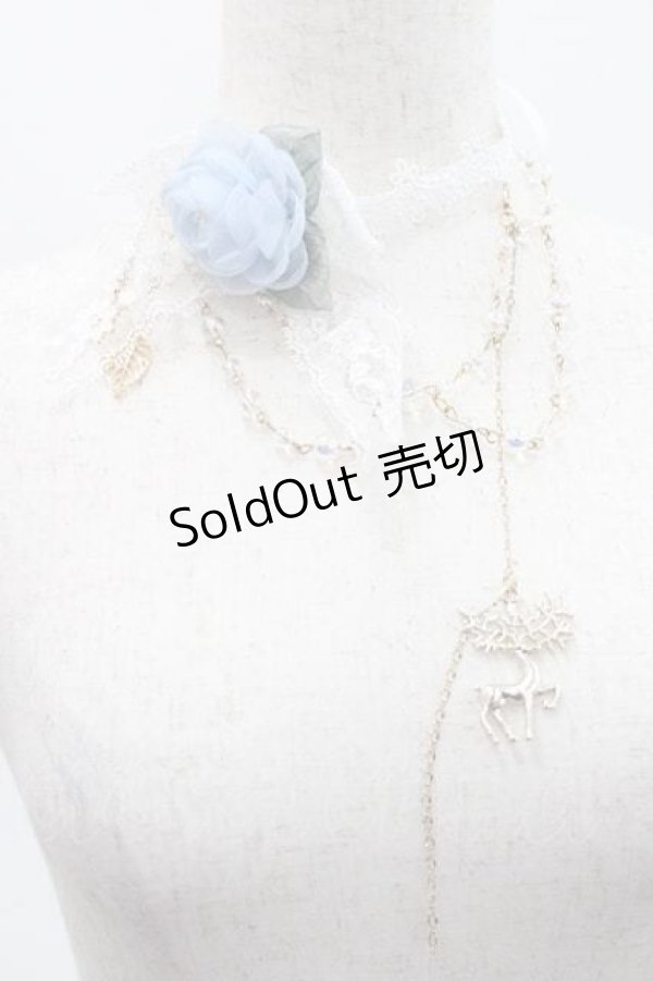 画像1: 棘 瑰 / ローズリボンチェーンチョーカー  白ｘ青 I-26-01-13-103-0-AC-SA-ZI (1)