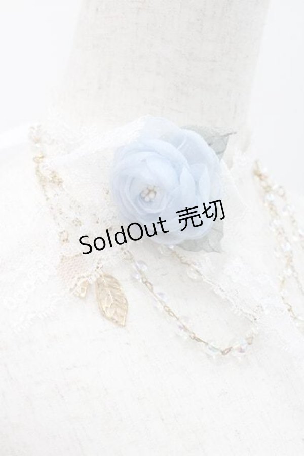 画像2: 棘 瑰 / ローズリボンチェーンチョーカー  白ｘ青 I-26-01-13-103-0-AC-SA-ZI (2)