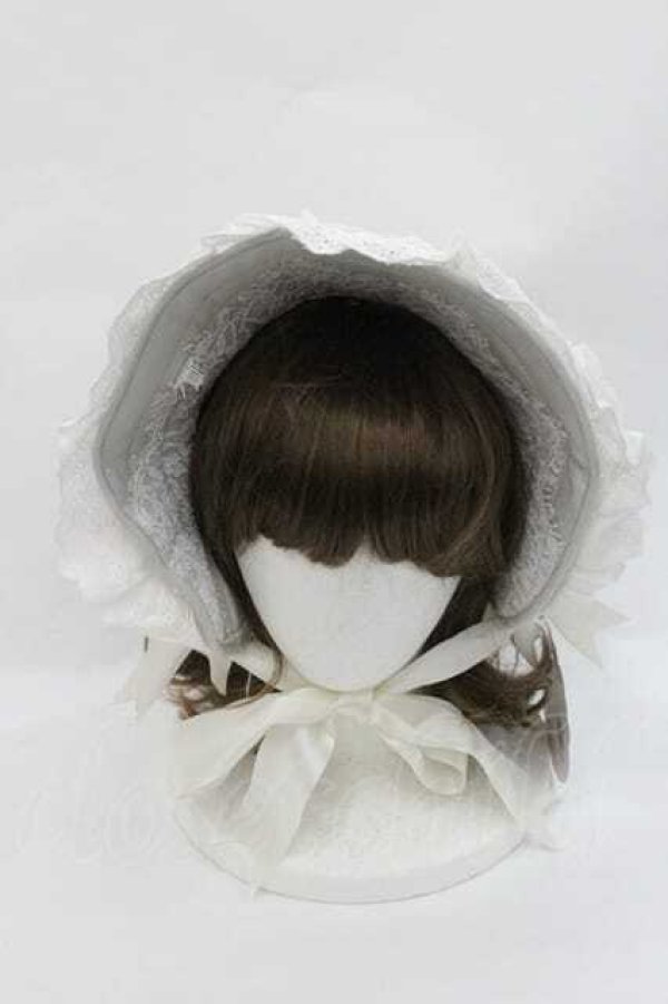 画像2: AURORA BOREALIS / リボンパールレースボンネット  ミントＸ白 I-26-01-13-105-0-AC-SA-ZI (2)