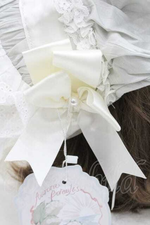 画像5: AURORA BOREALIS / リボンパールレースボンネット  ミントＸ白 I-26-01-13-105-0-AC-SA-ZI (5)