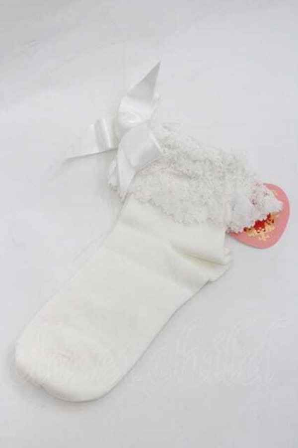 画像1: BABY,THE STARS SHINE BRIGHT / トーションレースクルー丈ソックス  白 I-26-01-13-108-BA-ZA-SA-ZI (1)