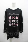 画像1: Honey Cinnamon / リボンプリントカットソー  黒Ｘピンク I-26-01-13-017-LO-TO-SA-ZI (1)