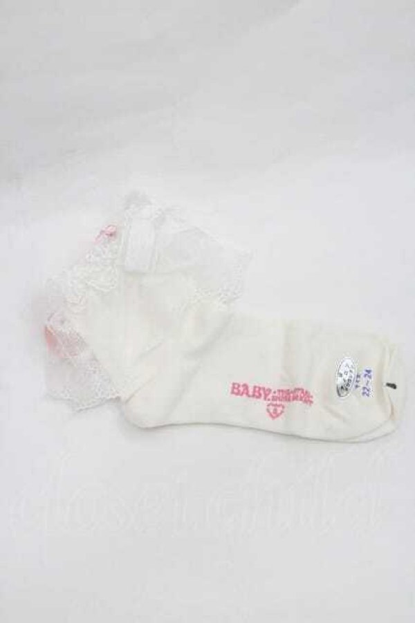 画像2: BABY,THE STARS SHINE BRIGHT / Roseリボンのクルー丈ソックス  白 I-26-01-13-114-BA-ZA-SA-ZI (2)
