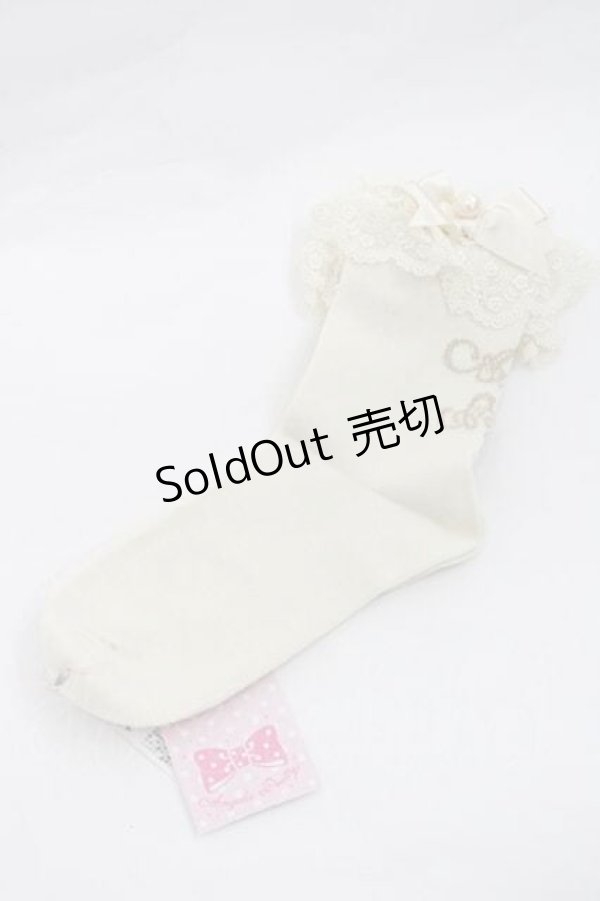 画像1: Angelic Pretty / プリンセスロゴクルー丈ソックス  生成り I-26-01-13-116-AP-ZA-SA-ZI (1)