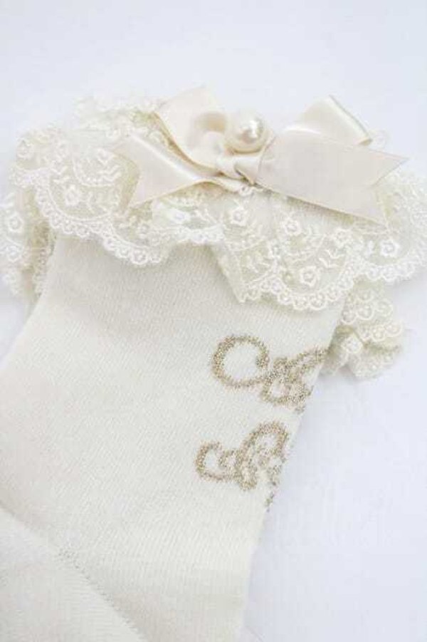 画像3: Angelic Pretty / プリンセスロゴクルー丈ソックス  生成り I-26-01-13-116-AP-ZA-SA-ZI (3)