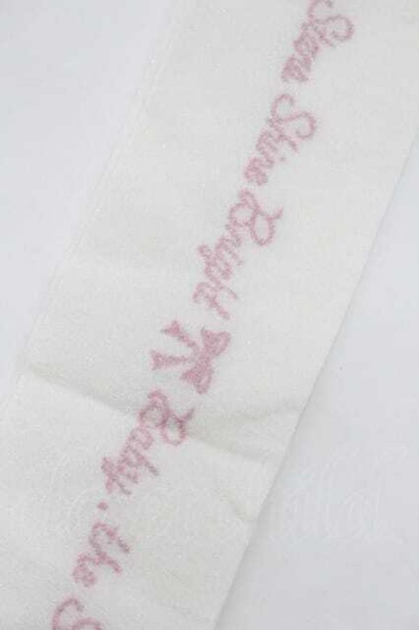 画像3: BABY,THE STARS SHINE BRIGHT / キラキラBABYロゴオーバーニーソックス  白 I-26-01-13-117-BA-ZA-SA-ZI (3)