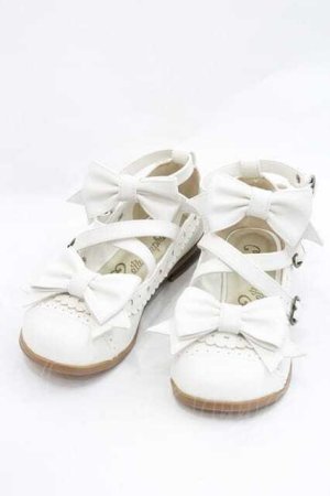 画像: metamorphose / トリプルリボンクロスストラップシューズ S オフシロ I-26-01-13-122-ME-SH-SA-ZI