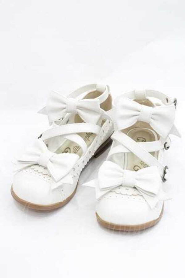 画像1: metamorphose / トリプルリボンクロスストラップシューズ S オフシロ I-26-01-13-122-ME-SH-SA-ZI (1)