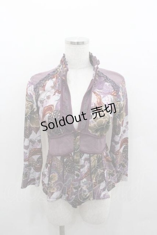 画像1: Ozz oneste / 和花総柄スナップボタンシャツ  パープル I-26-01-13-019-OO-BL-SA-ZI (1)