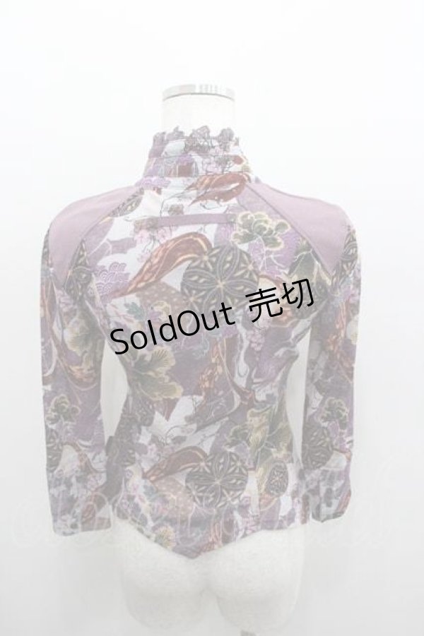 画像2: Ozz oneste / 和花総柄スナップボタンシャツ  パープル I-26-01-13-019-OO-BL-SA-ZI (2)