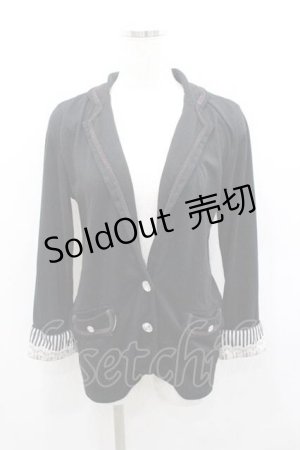 画像: axes femme / ストライプ袖先カットジャケット  黒Ｘブラウン I-26-01-13-027-AX-JA-SA-ZI