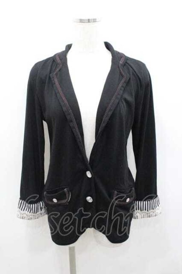 画像1: axes femme / ストライプ袖先カットジャケット  黒Ｘブラウン I-26-01-13-027-AX-JA-SA-ZI (1)