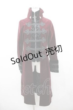 画像: PUNK RAVE / ベルベットハイネックナポレオンロングジャケット  ボルドーＸ黒 I-26-01-13-029-PU-JA-SA-ZI