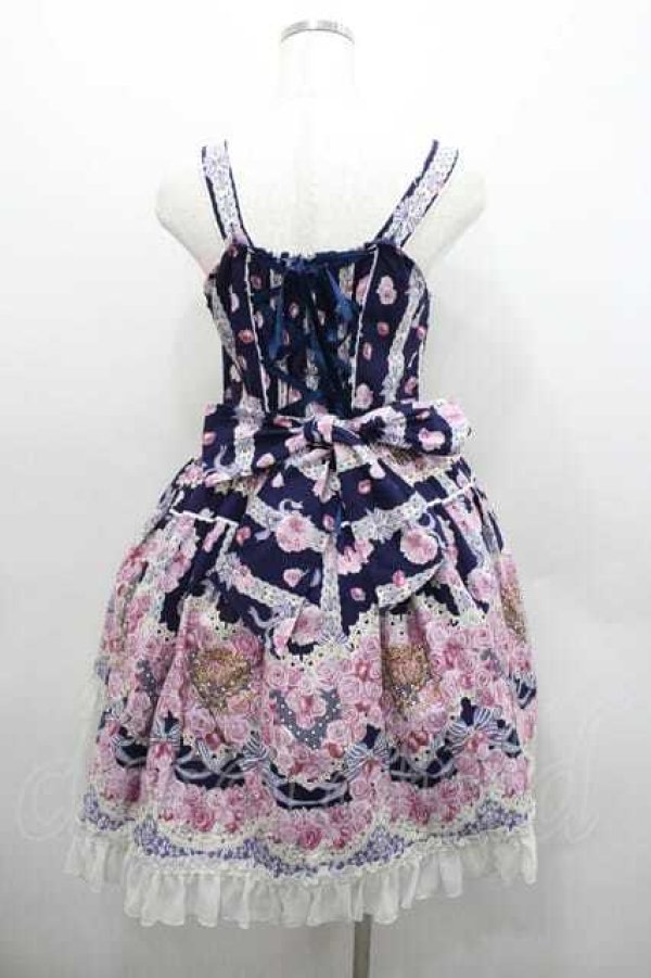 画像2: BABY,THE STARS SHINE BRIGHT / Le Bouquet Eternel柄ジャンパースカートI  ネイビー I-26-01-13-030-BA-OP-SA-ZI (2)