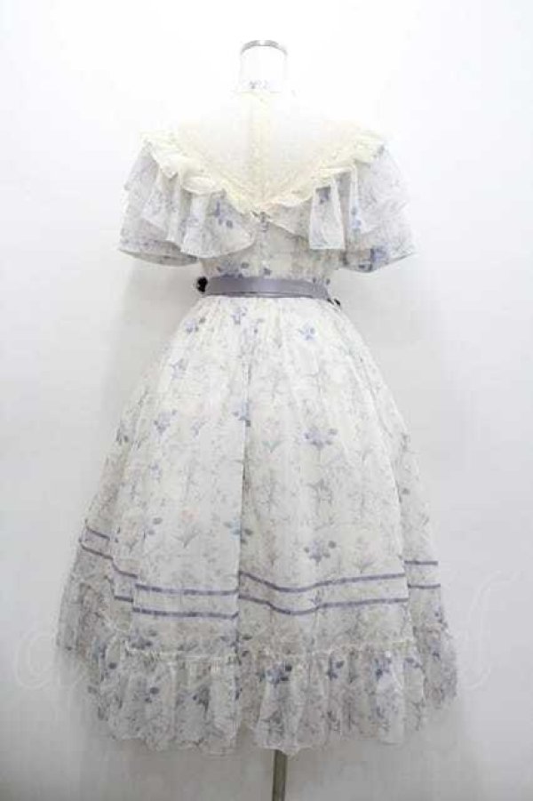 画像2: With Puji / フラワープリントシフォンワンピース  アイボリーＸパープル I-26-01-13-036-EL-OP-SA-ZI (2)