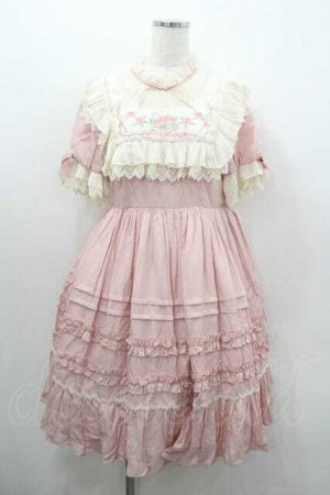 画像: Mie Ye / ローズリボン刺繍半袖ワンピース  ピンク I-26-01-13-037-0-OP-SA-ZI