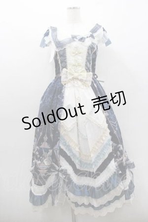 画像: Long Ears & Sharp Ears Studio（海外ロリータブランド） / 妖精プリントジャンパースカート  ネイビーＸ生成り I-26-01-13-038-EL-OP-SA-ZI