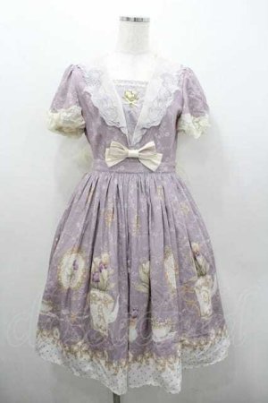 画像: 仲夏物語 / チューリップ花瓶柄半袖ワンピース S パープル I-26-01-13-040-EL-OP-SA-ZI