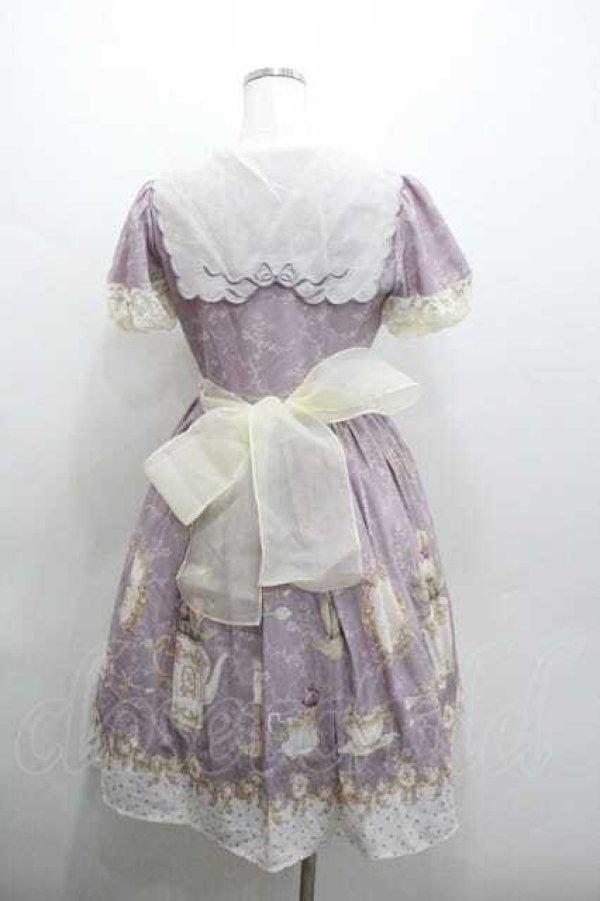 画像2: 仲夏物語 / チューリップ花瓶柄半袖ワンピース S パープル I-26-01-13-040-EL-OP-SA-ZI (2)