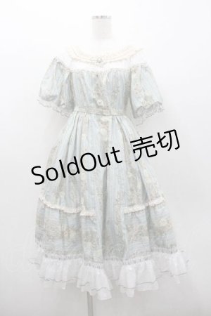 画像: Neo-Ludwig / 縦フラワーレース総柄半袖ワンピース  サックスＸアイボリー I-26-01-13-041-0-OP-SA-ZI