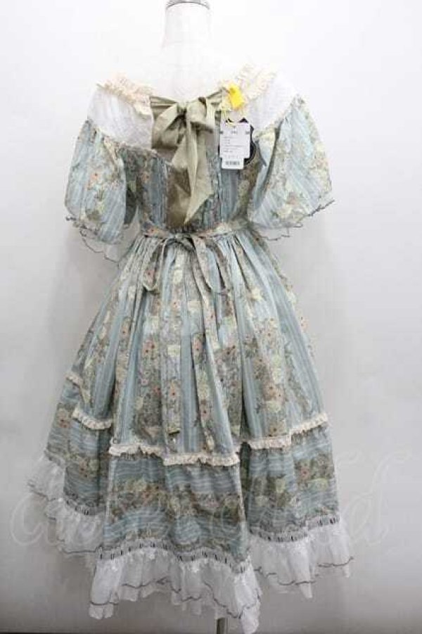 画像2: Neo-Ludwig / 縦フラワーレース総柄半袖ワンピース  サックスＸアイボリー I-26-01-13-041-0-OP-SA-ZI (2)