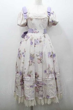 画像: Forest Wardrobe 森林衣樹 / パンジー総柄半袖ワンピース  アイボリーＸパープル I-26-01-13-043-0-OP-SA-ZI