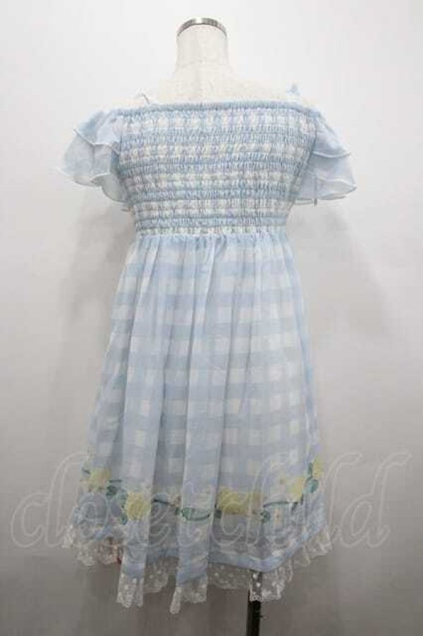 画像2: To Alice / レモンギンガムチェックシフォンワンピース  サックス I-26-01-15-033-LO-OP-SA-ZI (2)