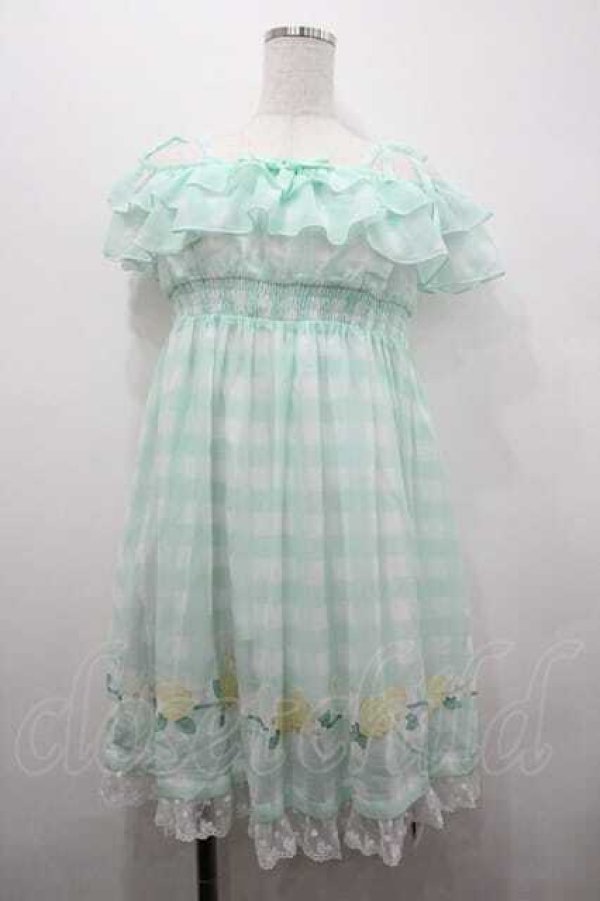 画像1: To Alice / レモンギンガムチェックシフォンワンピース  ミント I-26-01-15-035-LO-OP-SA-ZI (1)