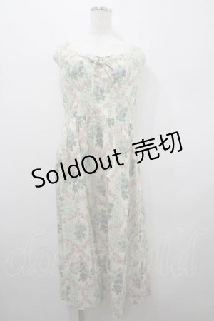 画像: Jane Marple Dans Le Salon / ローズブーケプリントノースリーブワンピース  アイボリーＸグリーン I-26-01-15-036-JM-OP-SA-ZI