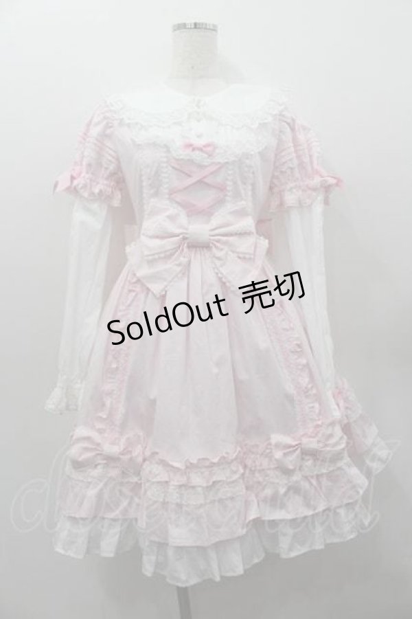 画像1: Angelic Pretty / Dolly Girl付け袖ワンピース  ピンクＸ白 I-26-01-15-038-AP-OP-SA-ZI (1)