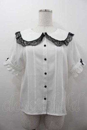 画像: MA*RS / 編み下げレースセーラー襟半袖ブラウス  白Ｘ黒 I-26-01-15-005-EL-BL-SA-ZI