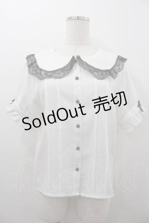 画像: MA*RS / 編み下げレースセーラー襟半袖ブラウス  白Ｘ黒 I-26-01-15-005-EL-BL-SA-ZI